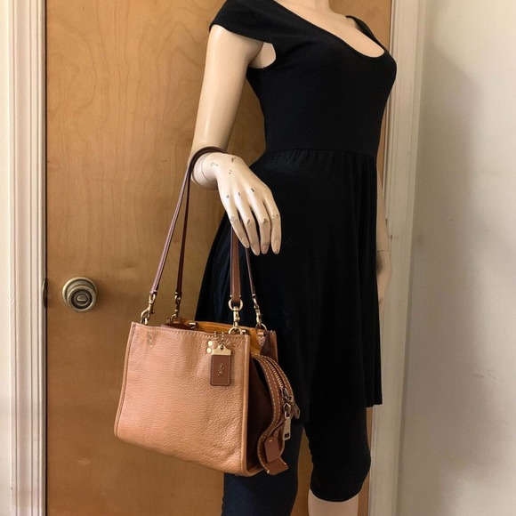 COACH ROGUE 25 Rare Light Saddle Bamboo Leather/Suede 3-way Satchel #21598 C3877 - Picture 7 of 16